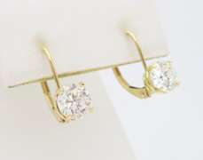 Diamond Solitaire Lever Back Earrings