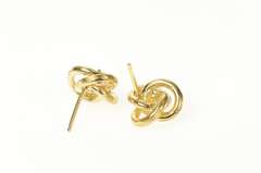 14K Yellow Gold Textured Twist Knot Diamond Retro Stud Earrings
