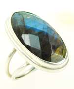 Sterling Silver Labradorite Ring, Size 6