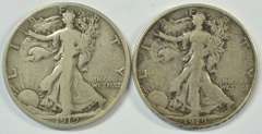 Very scarce 1919-D & 1919-S Walking Liberty Half Dollars