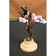 Hunched Woman Drinking Water Bronze Statue