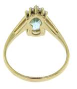 Wonderful Yellow Gold Pear Blue Topaz and Diamond Ring