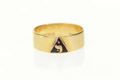 10K Yellow Gold Masonic Enamel Yod Symbol Men's Inscribed Ring