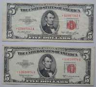 Circulated $5 Star US Notes 1953  & 1953