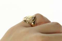 14K Yellow Gold AH Art Nouveau Etched Initial Diamond Ring