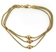 Beautiful Yellow Gold 3 Row Gold Bead Bracelet