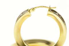 14K Yellow Gold Princess Cubic Zirconia Statement Hoop Earrings