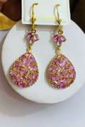 Pink Sapphire Earrings in 14kt Gold- 30.0 Carats!