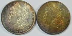 2 Outstanding Rainbow toned Morgan Dollars: 1879-S & 1889