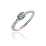 Sterling Silver  Blue Topaz Oval Solitaire Ring