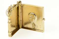 14K Yellow Gold Victorian AR Monogram Photo Locket Charm/Pendant