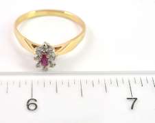 Dainty Ruby & Diamond Ring in 14KT Yellow Gold