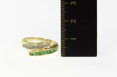 14K Yellow Gold Emerald Diamond Inset Freefrom Statement Ring