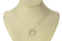 14K White Gold Round Cubic Zirconia Circle Classic Journey Pendant