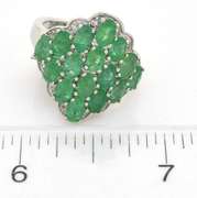 Delightful Emerald Cluster Ring in Platinum-Plated Silver