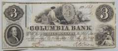 $ 3 Columbia Bank Washington DC 1852 Note