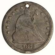 CL3 1873 Seated Liberty Quarter Love Token - Rare