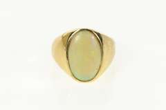 14K Yellow Gold Retro Ornate Natural Opal Statement Ring