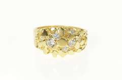 14K Yellow Gold Men's Textured Nugget Cluster Statement Ring