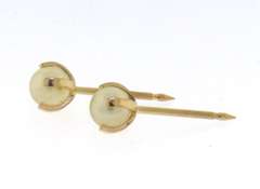 Classic 14kt YG White Faux Pearl Stud Earrings