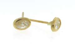 Charming 18kt Bezel Set Oval CZ Earrings