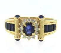 Handsome 18kt Blue Sapphire and Diamond Ring