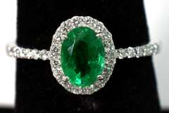 Sweet Emerald & Diamond Ring in 18KT White Gold