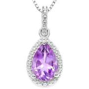 1.16 CT AMETHYST & DIAMOND STERLING SILVER PENDANT