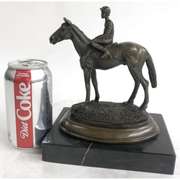 Horse Jockey Racing Equine Art Tribute Thoroughbred Bronze Marble Statue Gift