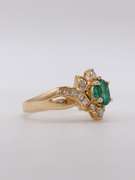 18kt Yellow Gold Emerald & Diamond Cocktail Ring