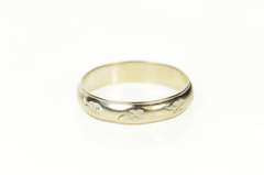14K White Gold 4.9mm Retro Clover Men's Wedding Band Ring