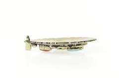 Sterling Silver Turquoise Cinnabar Ornate Native American Pendant