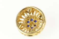 10K Yellow Gold Round Sapphire Flower Diamond Cluster Charm/Pendant