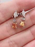 14kt Gold, Citrine & Diamond Earrings