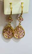 Pink Sapphire Earrings in 14kt Gold- 30.0 Carats!