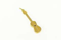 18K Yellow Gold Retro Guitar Musical Stringed Instrument Charm/Pendant
