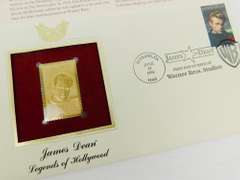 James Dean 1st Day Cover & 22KT Gold Replica Stamp