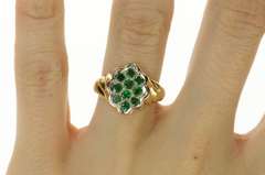 14K Yellow Gold 0.30 Ctw Emerald Retro Twist Statement Ring