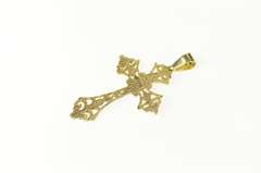14K Yellow Gold Ornate Filigree Cross Christian Faith Pendant