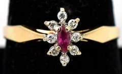 Dainty Ruby & Diamond Ring in 14KT Yellow Gold