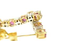 10K Yellow Gold Ruby Diamond Dangle Chain Statement Earrings