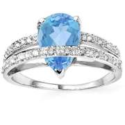 2.28 CT BABY SWISS BLUE TOPAZ & DIAMOND STERLING SILVER RING