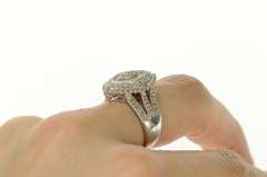 Sterling Silver Marquise Diamond Cluster Halo Cocktail Ring