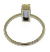 Handsome White Gold Emerald Tourmaline Bar Set Ring