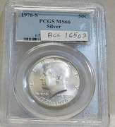1976-S Unc Silver Kennedy Half PCGS MS-66