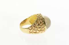 14K Yellow Gold Oval Moonstone Textured Nugget Cocktail Ring