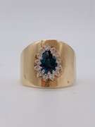 Bold 14kt Gold, Blue Sapphire, & Diamond Cocktail Ring