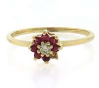 Handsome Ruby and Diamond Flower Ring