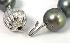 Breathtaking Dark Gray Tahitian Pearl Necklace with 14KT White Gold Clasp