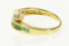 14K Yellow Gold Emerald Diamond Inset Freefrom Statement Ring